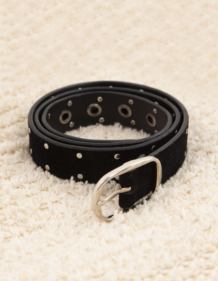 Ceinture noire en cuir velours cloutée I.Code-1