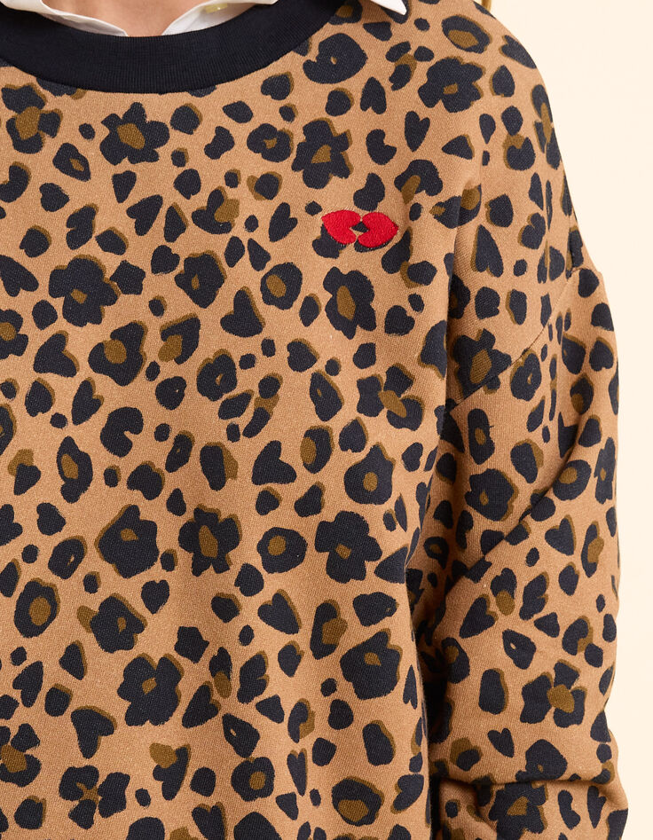 Leoparden-Sweatshirt mit Herz-Stickerei I.Code-11