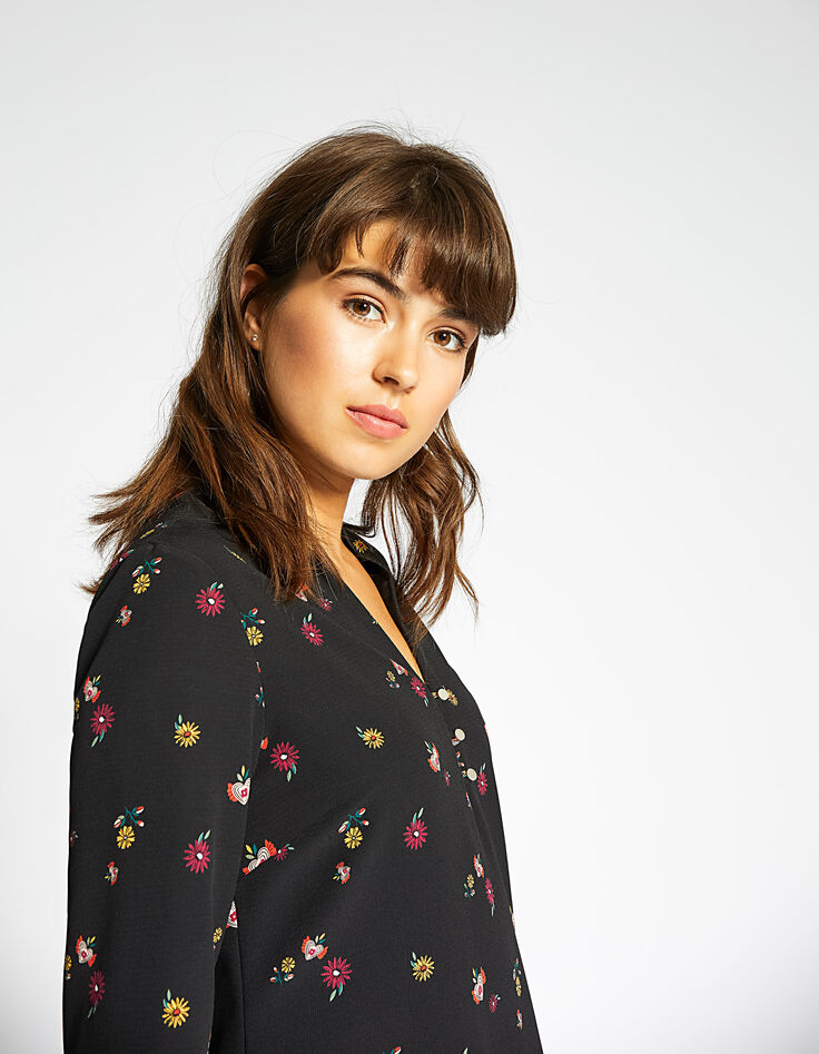Vestido negro estampado floral I.Code-5