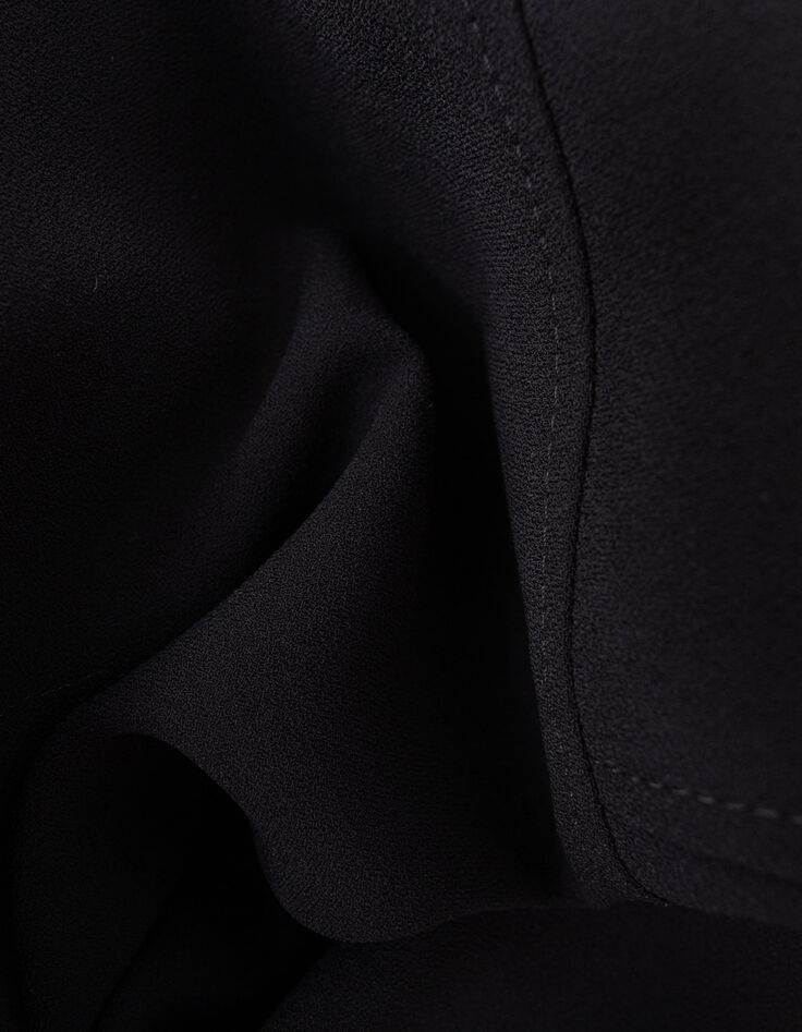 Schwarzes Langarmkleid Kentkragen I.Code-6