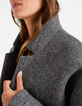 Manteau gris chiné lainage col fermé I.Code-4