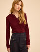 I.Code burgundy hooded T-shirt with zipped neck-2