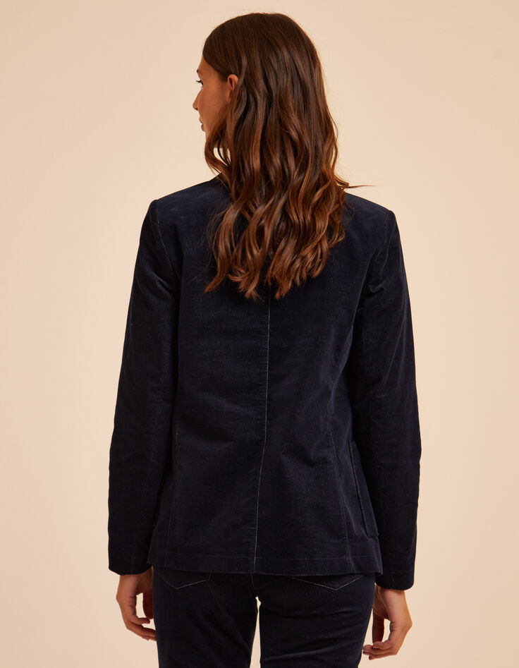 I.Code navy denim-look velvet suit jacket-4 I.Code navy denim-look velvet suit jacket-4