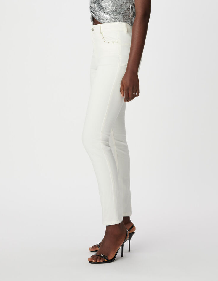 7/8 hohe Taille wei&szlig;e schmale Jeans Nina Damen-3