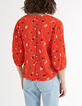 Top spicy naranja flores manga plisada I.Code-3