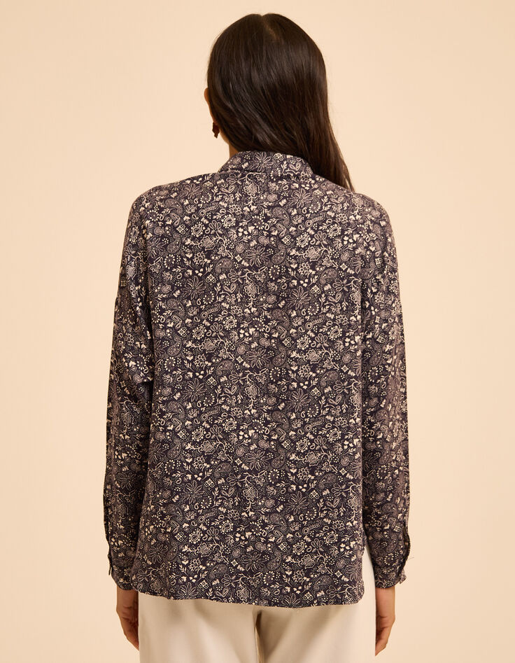 I.Code black paisley print long-sleeved blouse-4