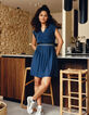Vestido azul marino elástico raya lúrex dorado I.Code-7