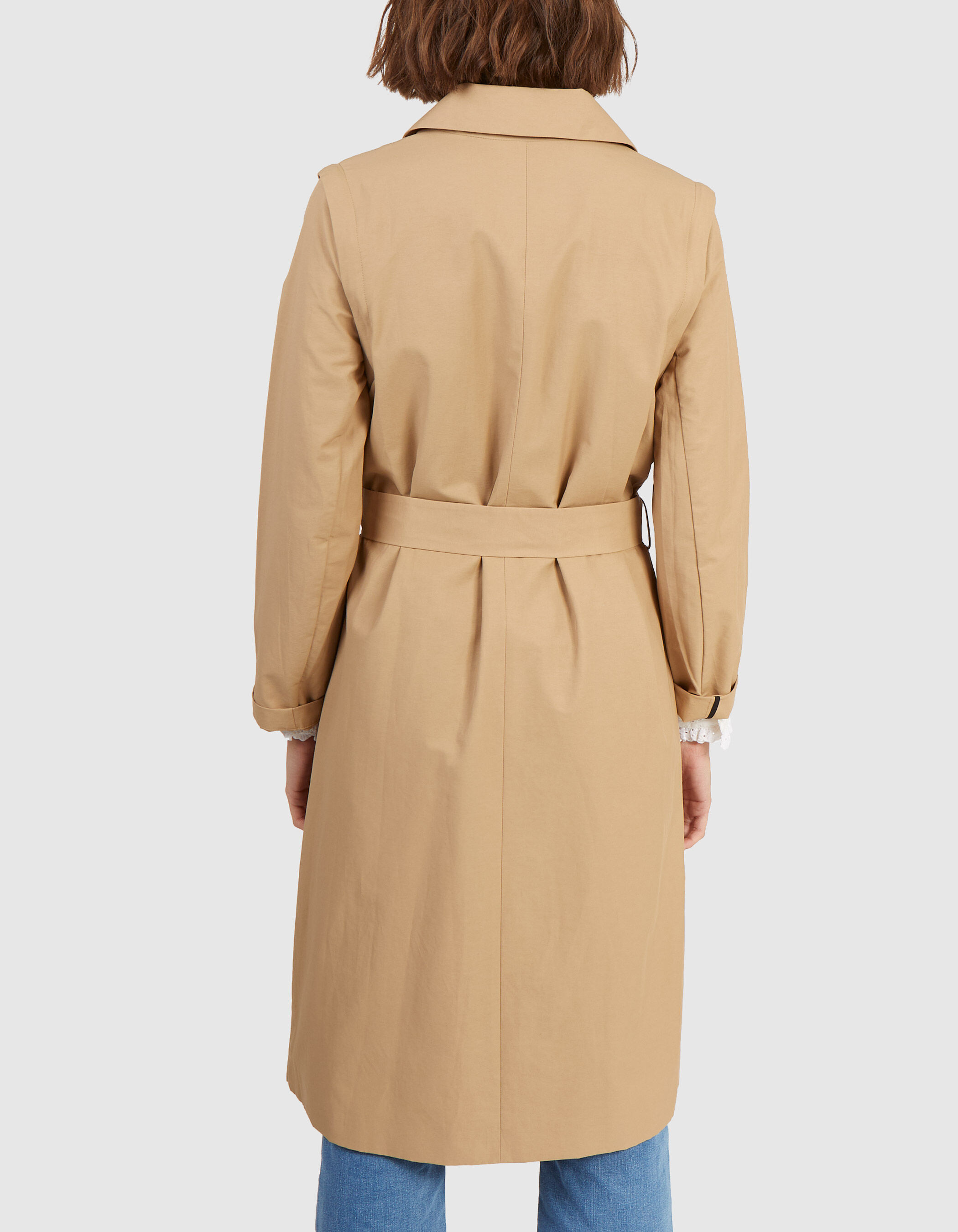 I.Code beige trench coat with detachable sleeves