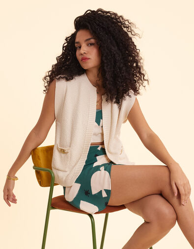 Ecru vest tricot zonder mouwen I.Code