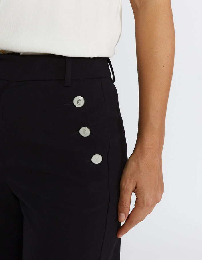 Pantalon large noir boutons fantaisie aux poches I.Code - I.CODE