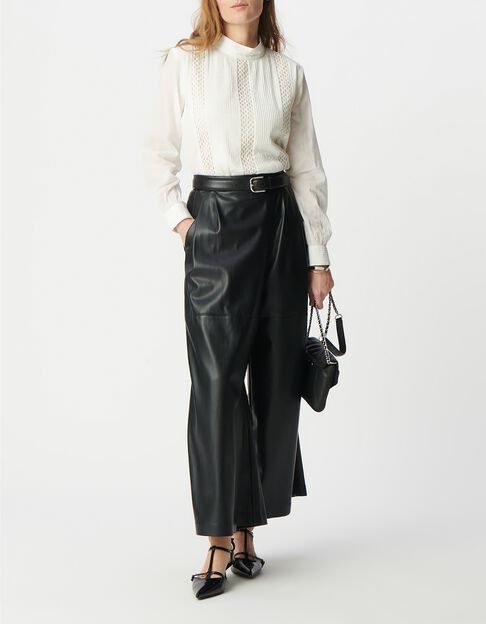 Off-white Bluse aus Bio-Baumwolle mit Bes&auml;tzen Damen - IKKS
