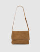 Messenger Tasche camel Leder Samt Damen-2