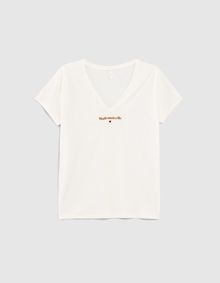 Camiseta blanco roto algodón mensaje corazón I.Code -6