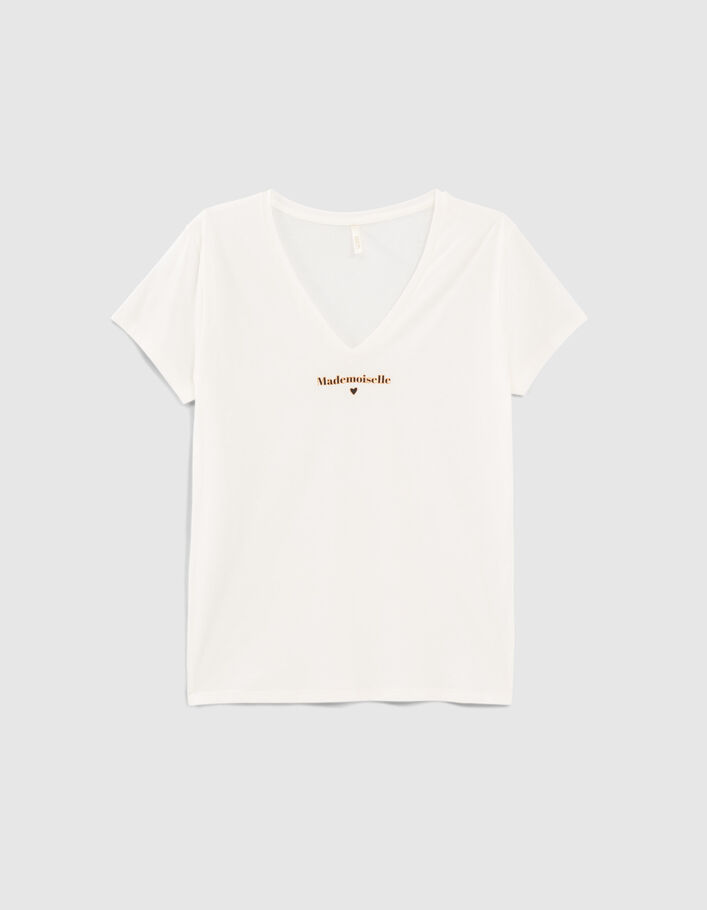 I.Code off-white organic T-shirt with heart and slogan - I.CODE