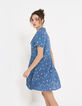 Robe chemise bleue plissée imprimé fleurs et pois I.Code-2
