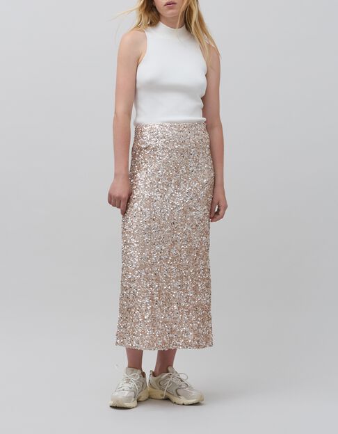 Women's sequin-embroidered champagne skirt - IKKS