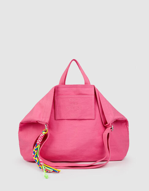 Damen rosa Leinwand Stickerei totebag - IKKS