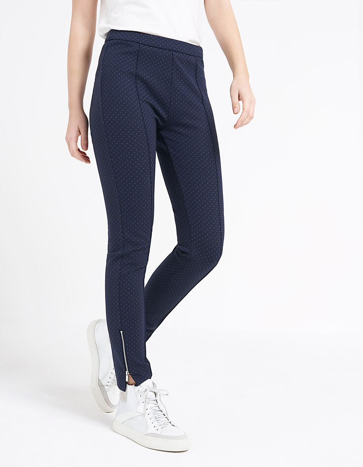 Pantalon marine maille jacquard minimaliste I.Code-2 Pantalon marine maille jacquard minimaliste I.Code-2