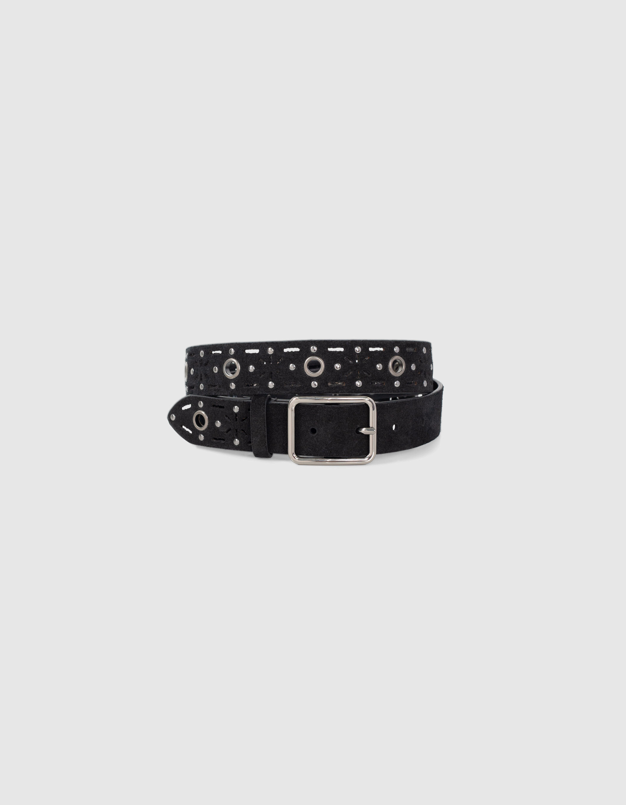 Ceinture noire en cuir velours ajour I.Code