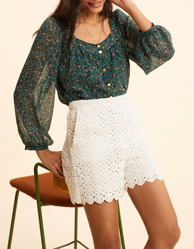 Blouse verte imprim&eacute; fruits d'&eacute;t&eacute; I.Code