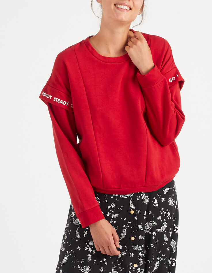 Sudadera candy red felpa costuras mangas I.Code-1 Sudadera candy red felpa costuras mangas I.Code-1