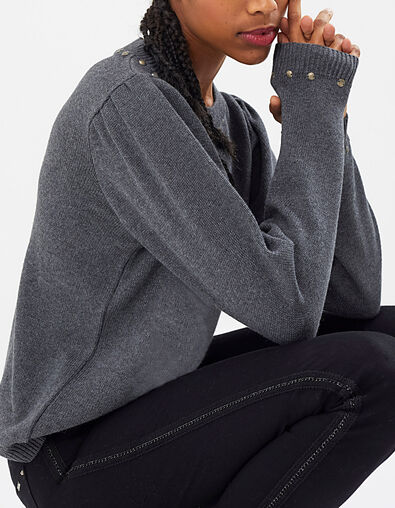 Jersey gris jaspeado cuello con tachuelas I.Code