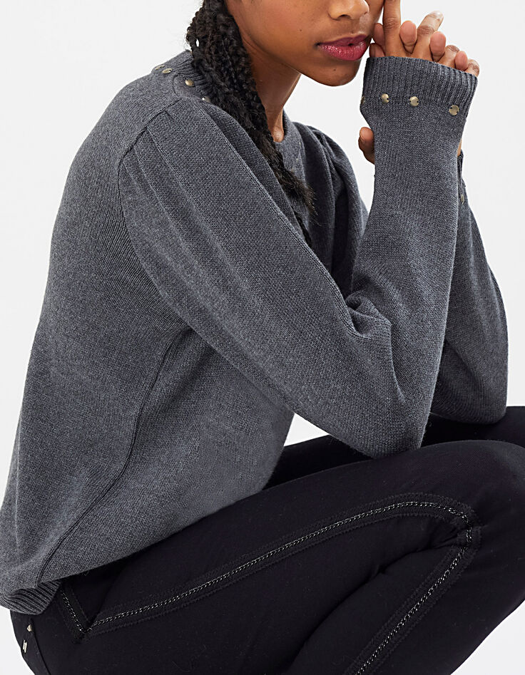 Jersey gris jaspeado cuello con tachuelas I.Code-1