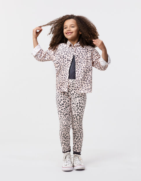 Leggings réversible coton bio rose et léopard fille - IKKS