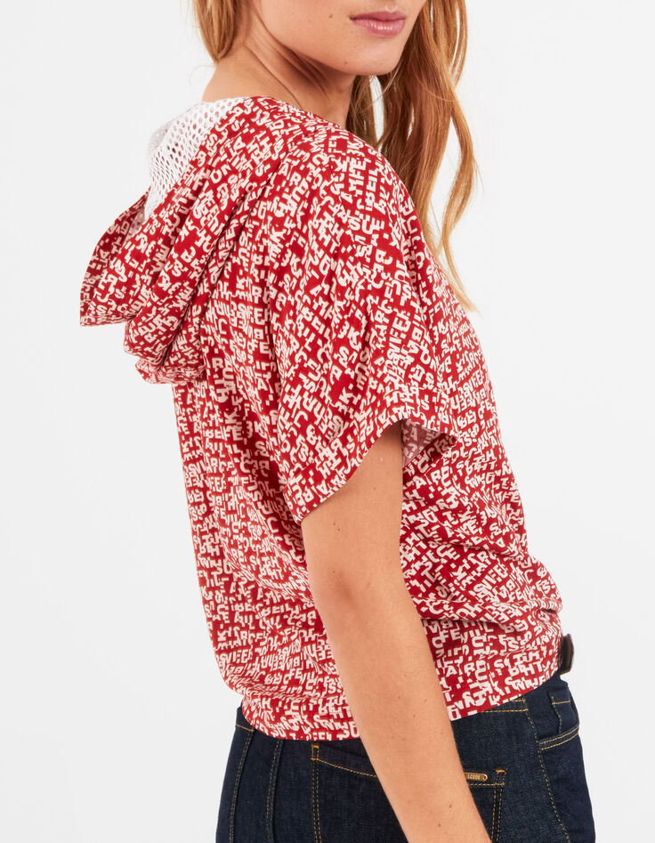 Top candy red imprimé mini typo I.Code-3 Top candy red imprimé mini typo I.Code-3