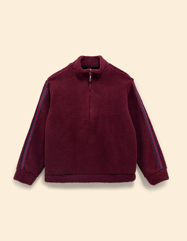 I.Code burgundy striped sherpa sweatshirt-6