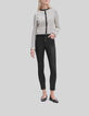 Cremewei&szlig;er Damenpiqu&eacute;blazer mit schwarzen Streifen-1