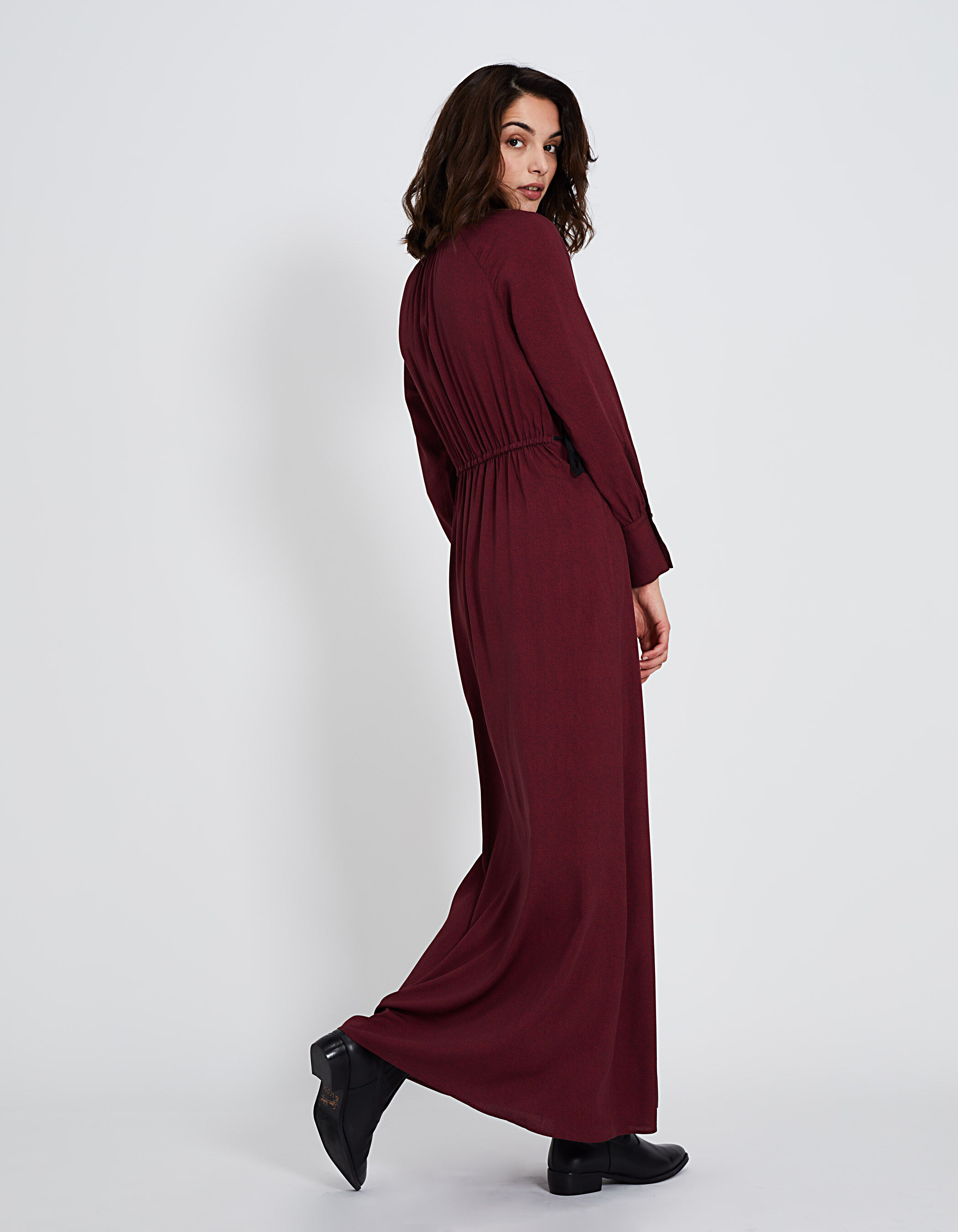 Robe longue fluide imprim e femme