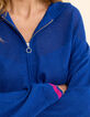 Cardigan zippé à capuche bleu tricot lurex I.Code-6