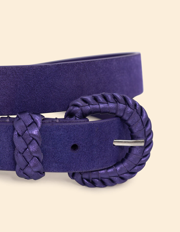 Ceinture violet cuir velours boucle tressée I.Code-2