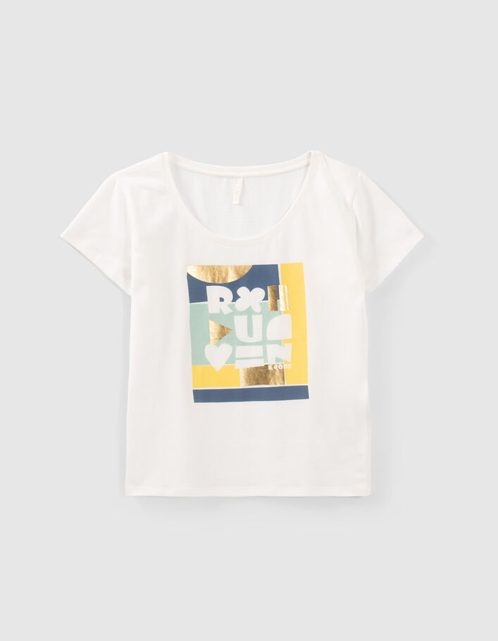 Cremeweißes T-Shirt mit Arty-Schriftzug I.Code - I.CODE