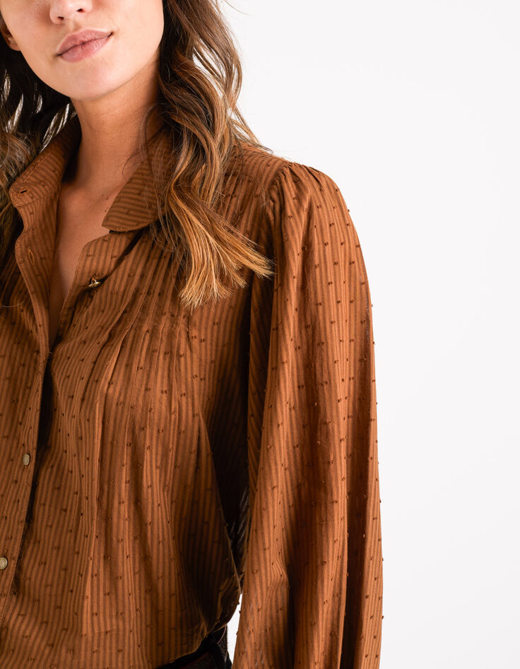 Camisa fauve rayas pliegues cosidos I.Code-4