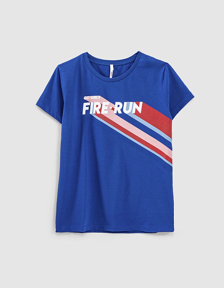 Camiseta azul eléctrico mensaje rayas I.Code-1