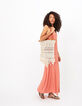 I.Code watermelon pink waffle midi dress-6