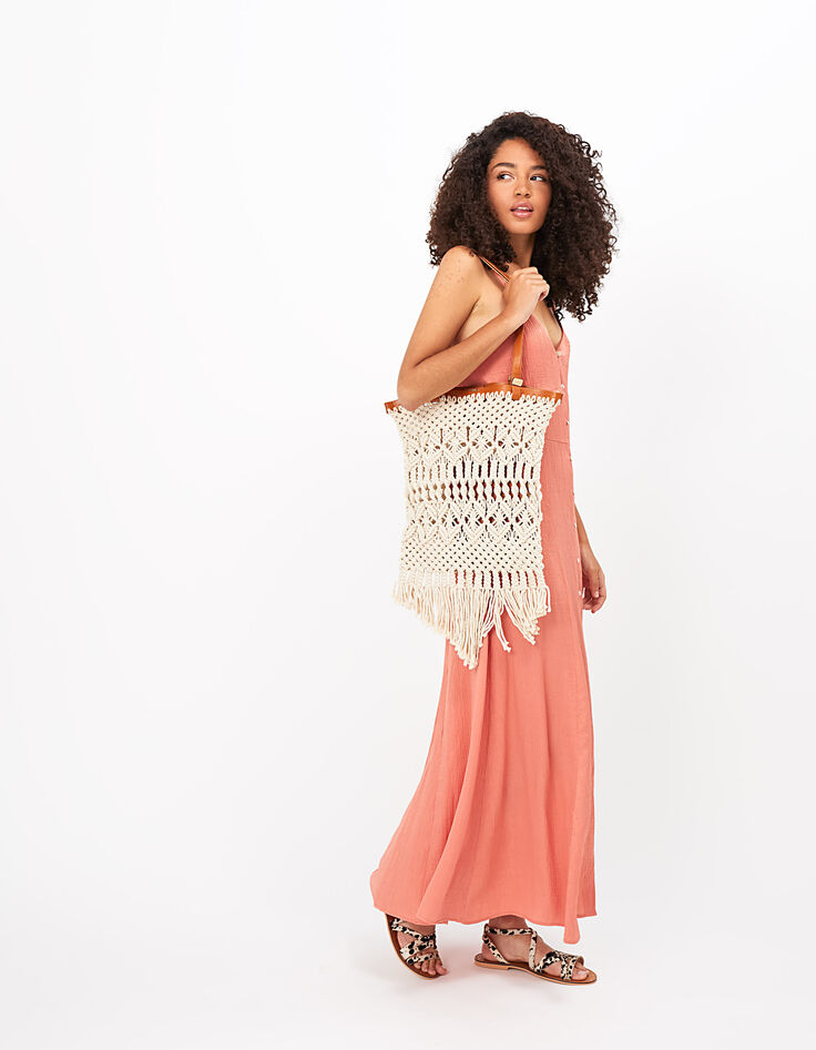 I.Code watermelon pink waffle midi dress-6