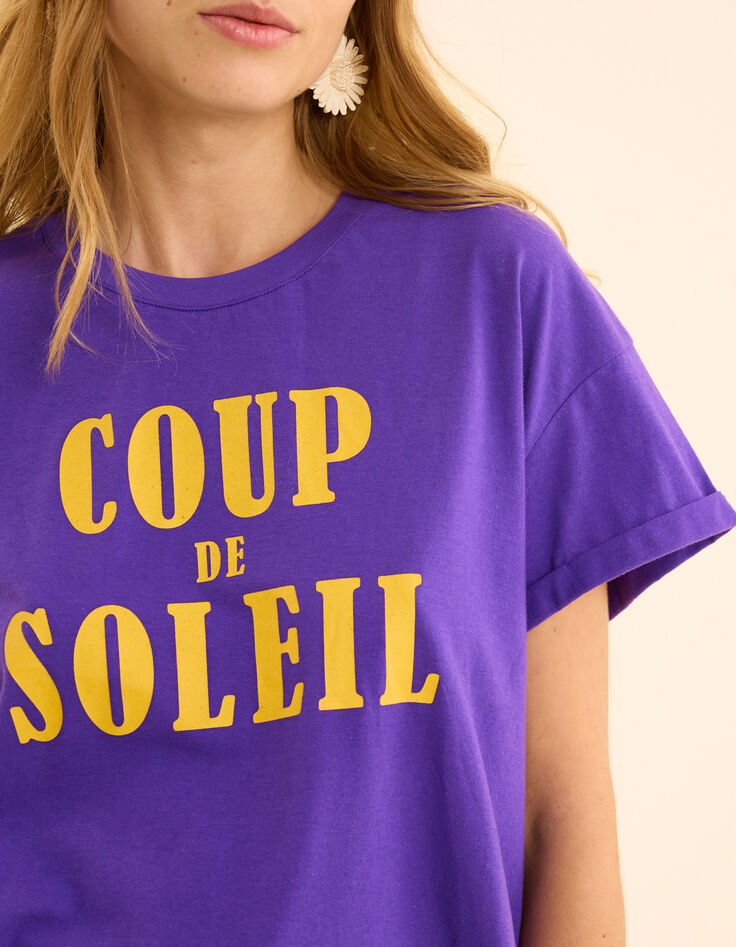 Tee-shirt violet message jaune I.Code-6