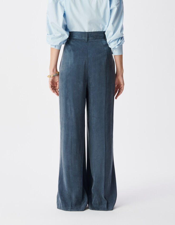 Dames Lyocell&reg;-mix marineblauwe getailleerde broek-5