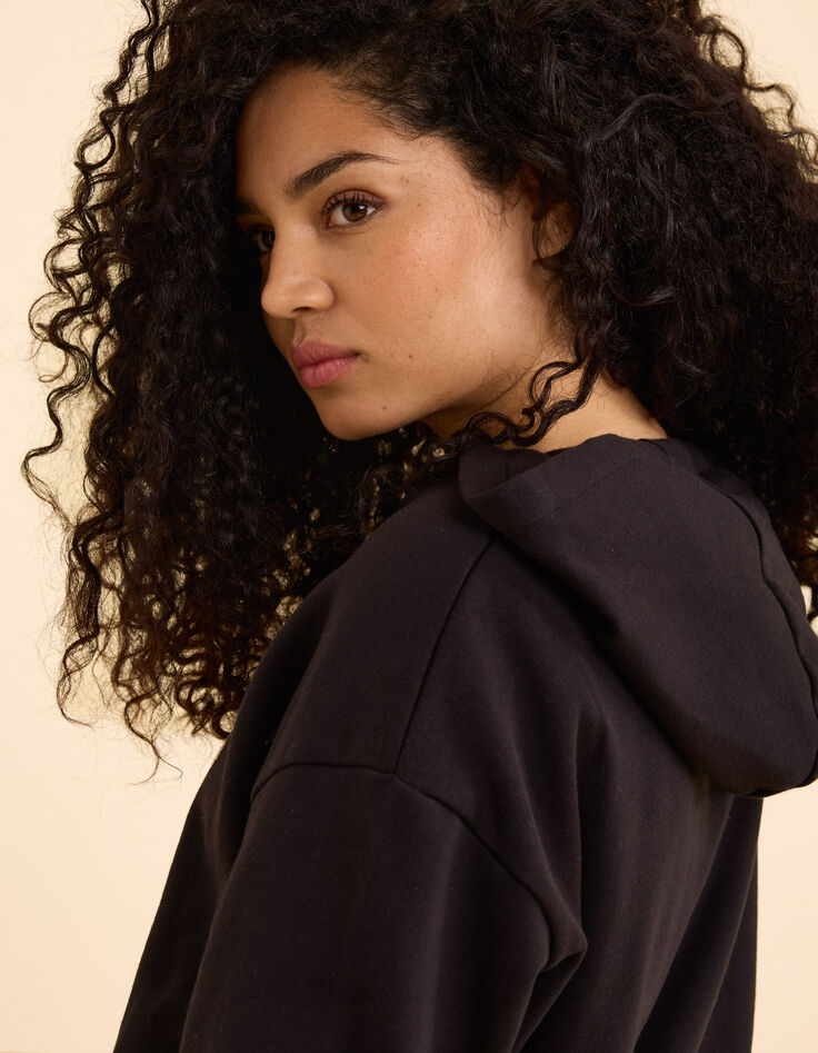 Sweat noir à capuche monogramme doré I.Code-3
