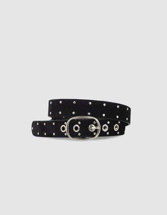 Ceinture noire en cuir velours cloutée I.Code