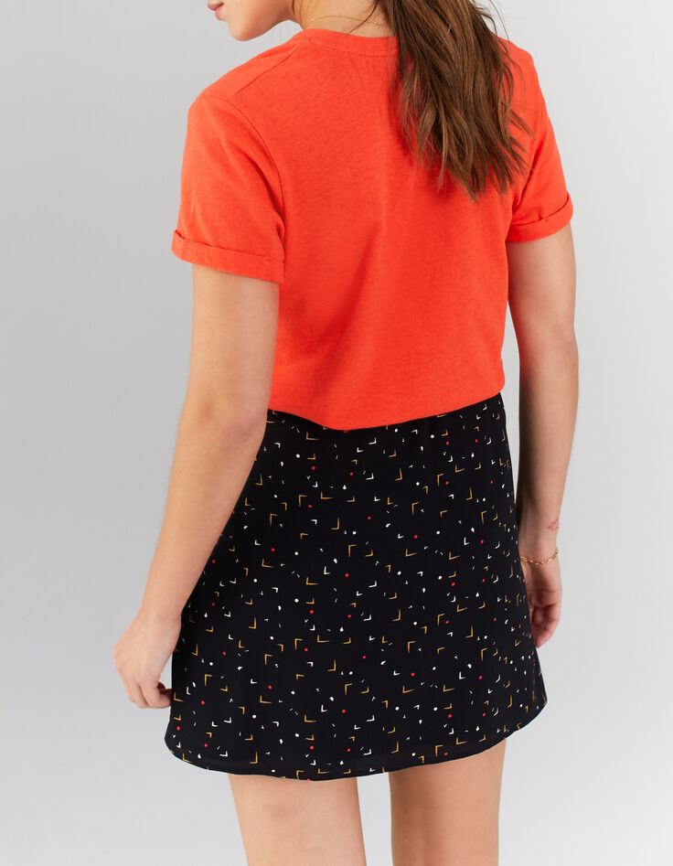 I.Code apricot V-neck T-shirt with gold seam-2