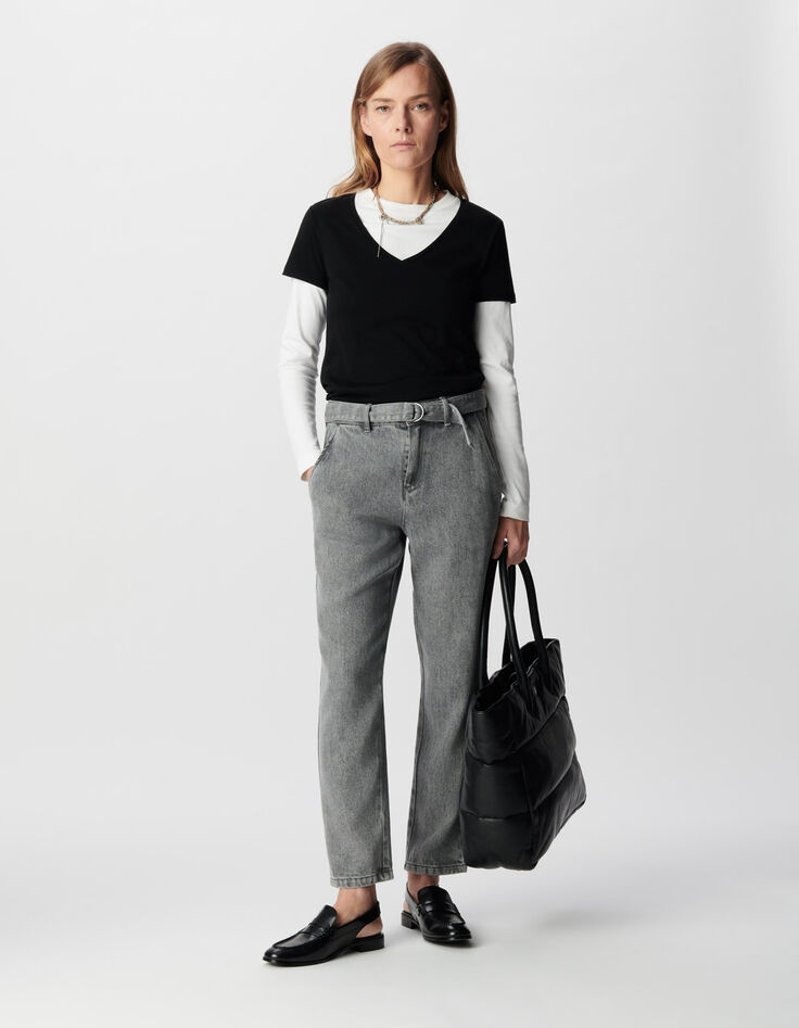 Graue Baggy-Damenjeans aus Lyocell&reg; im Crop-Schnitt-1