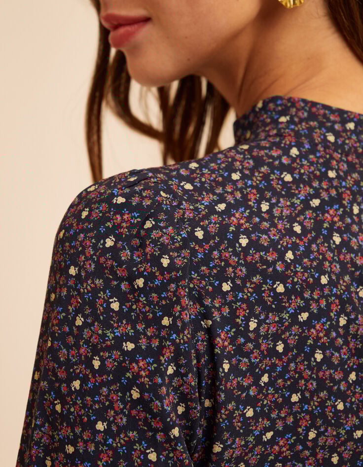 I.Code black long dress with winter floral print-7 I.Code black long dress with winter floral print-7