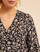 I.Code black dress with orchid print-5