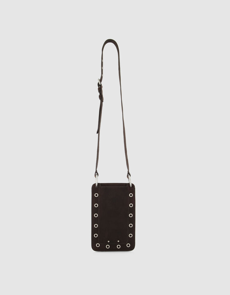 Die Tasche T&auml;schchen braun Leder &Ouml;sen Damen-4