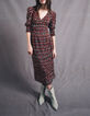 Schwarzes Midi-Damenkleid mit Ikatprint-8