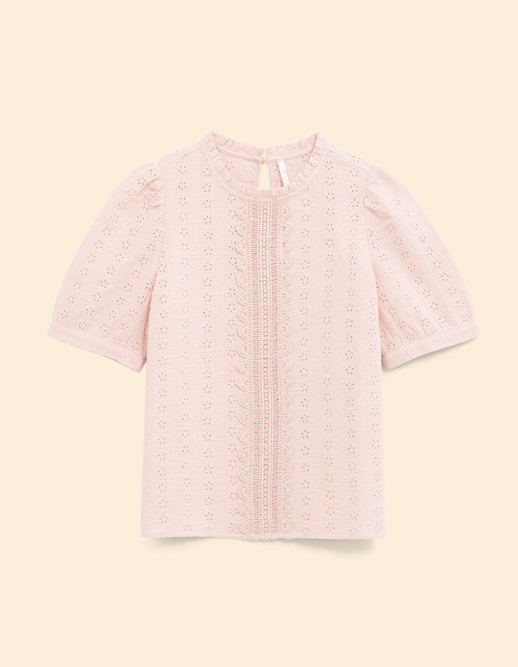 I.Code pink top with lace and eyelet embroidery-7